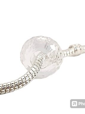 Crystal Faceted Bead Charm Bracelet Accent - Clear